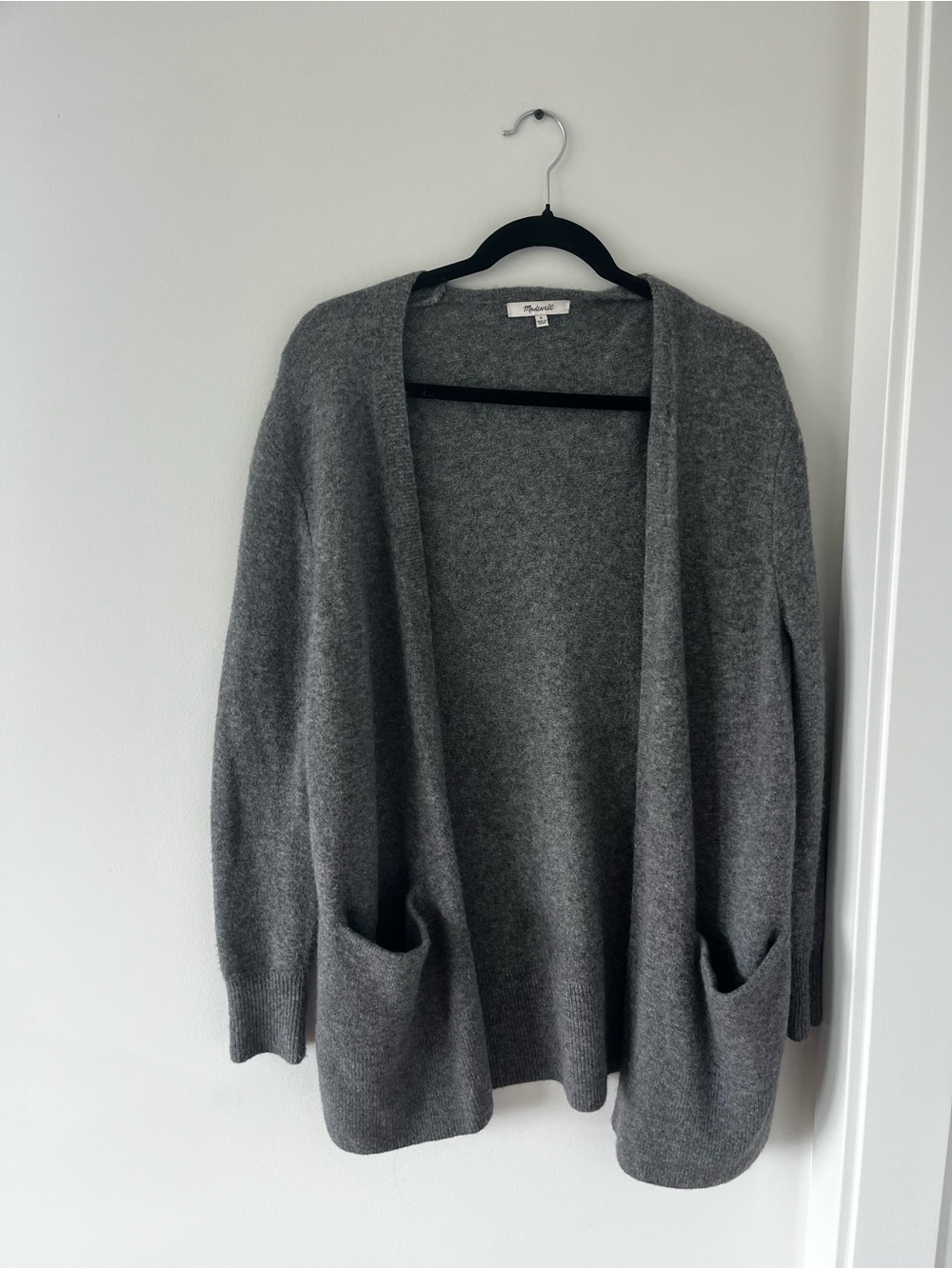 Madewell Open-Front Gray Pocket Cardigan